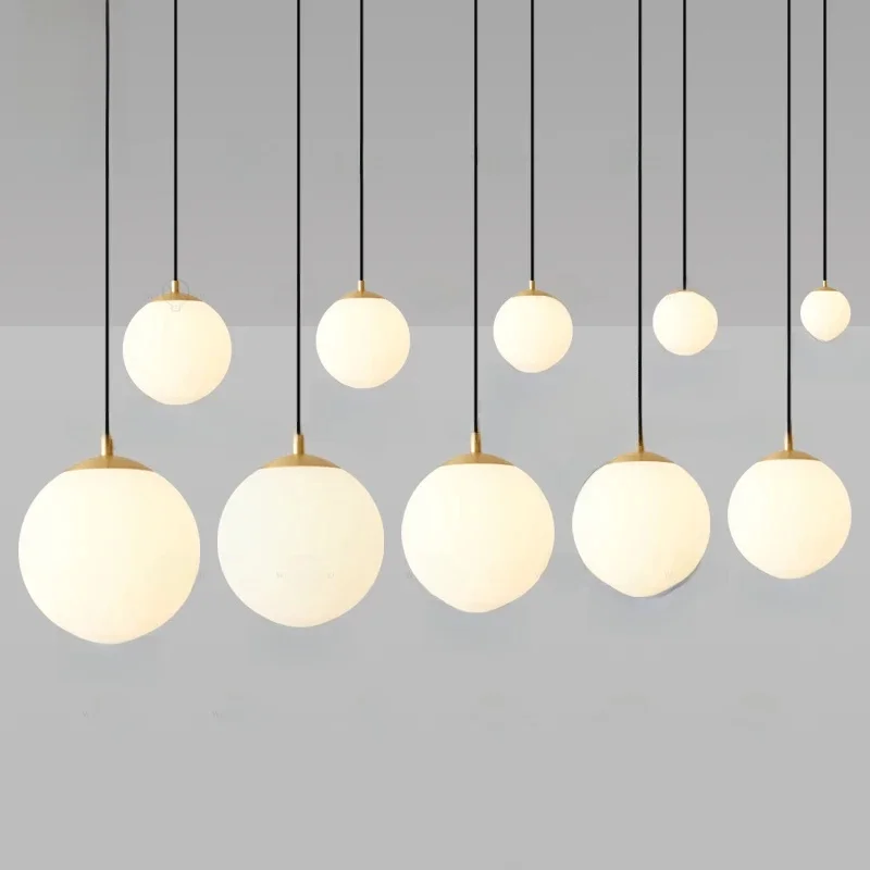 Witte ronde glazen bol hanglamp, bar restaurant winkel decoratieve licht, studeerkamer slaapkamer licht, bar bureaulamp - afbeelding 2