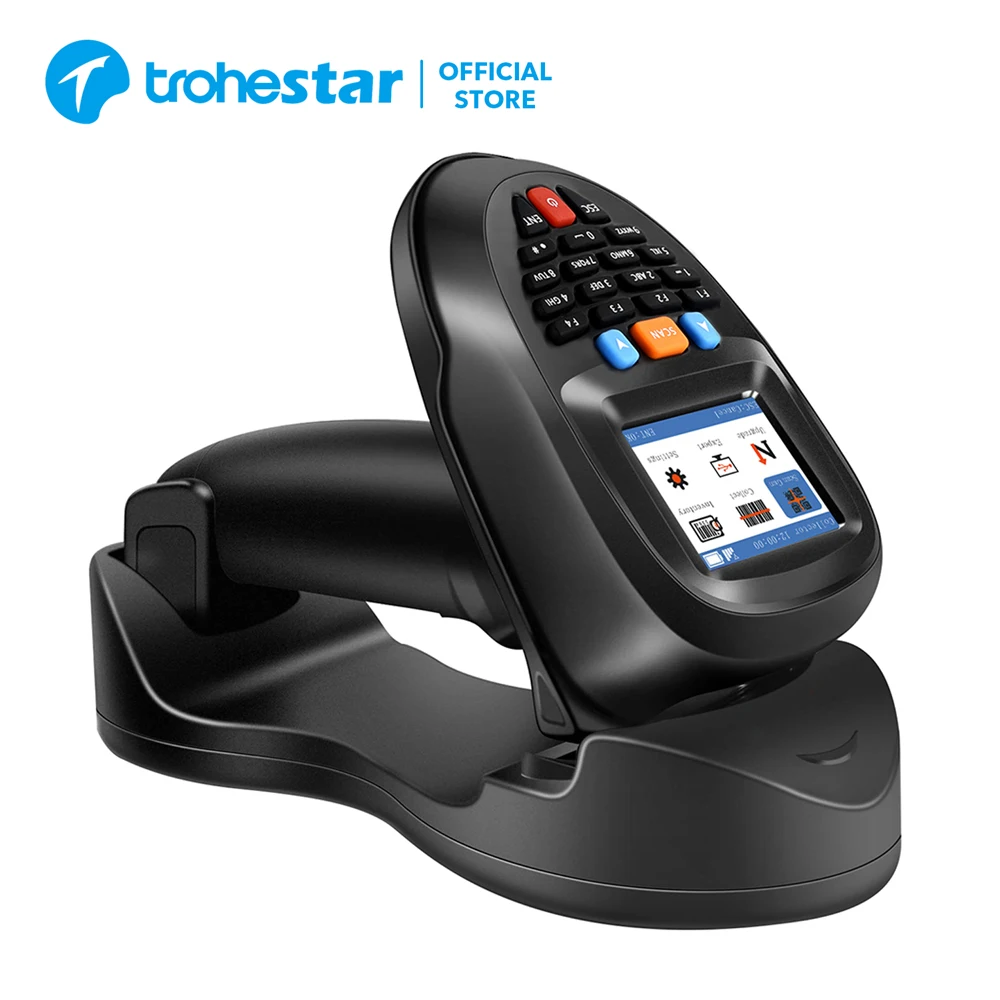 Trohestar Barcode Scanner Wireless Handheld Portable Data Collector Terminal Inventory Device 2.4GHz Bar Code Reader Scanners