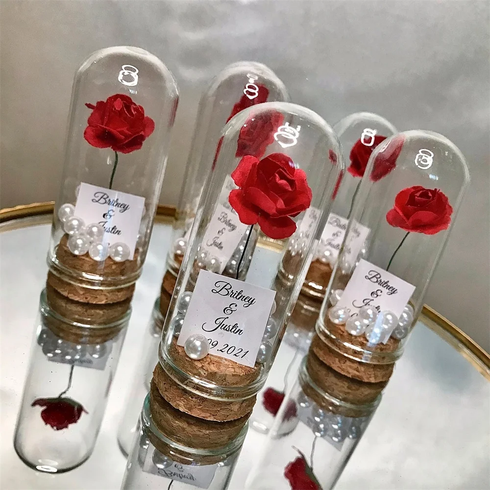 Personalized Rose Dome Wedding Favors for Guests in bulk, Engagement Favors, Thank you favors, Beauty and the Beast Favors,