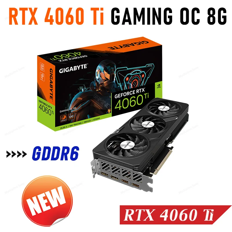 GDDR6 Gigabyte RTX 4060Ti GAMING OC 8G RTX 4060 Ti Graphics 128Bit PCI-E 4.0 8Pin GDDR6 Video Card Support Intel AMD CPU 18 Gbps