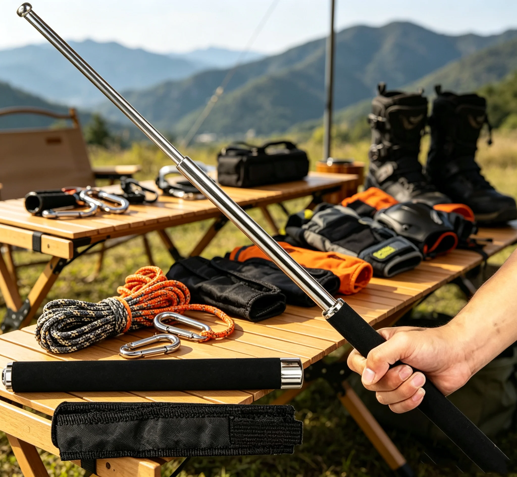 Collapsible Lightweight Hiking Poles, Multifunctional Walking Staff Easy Carry for Backpacking Outdoor Trekking