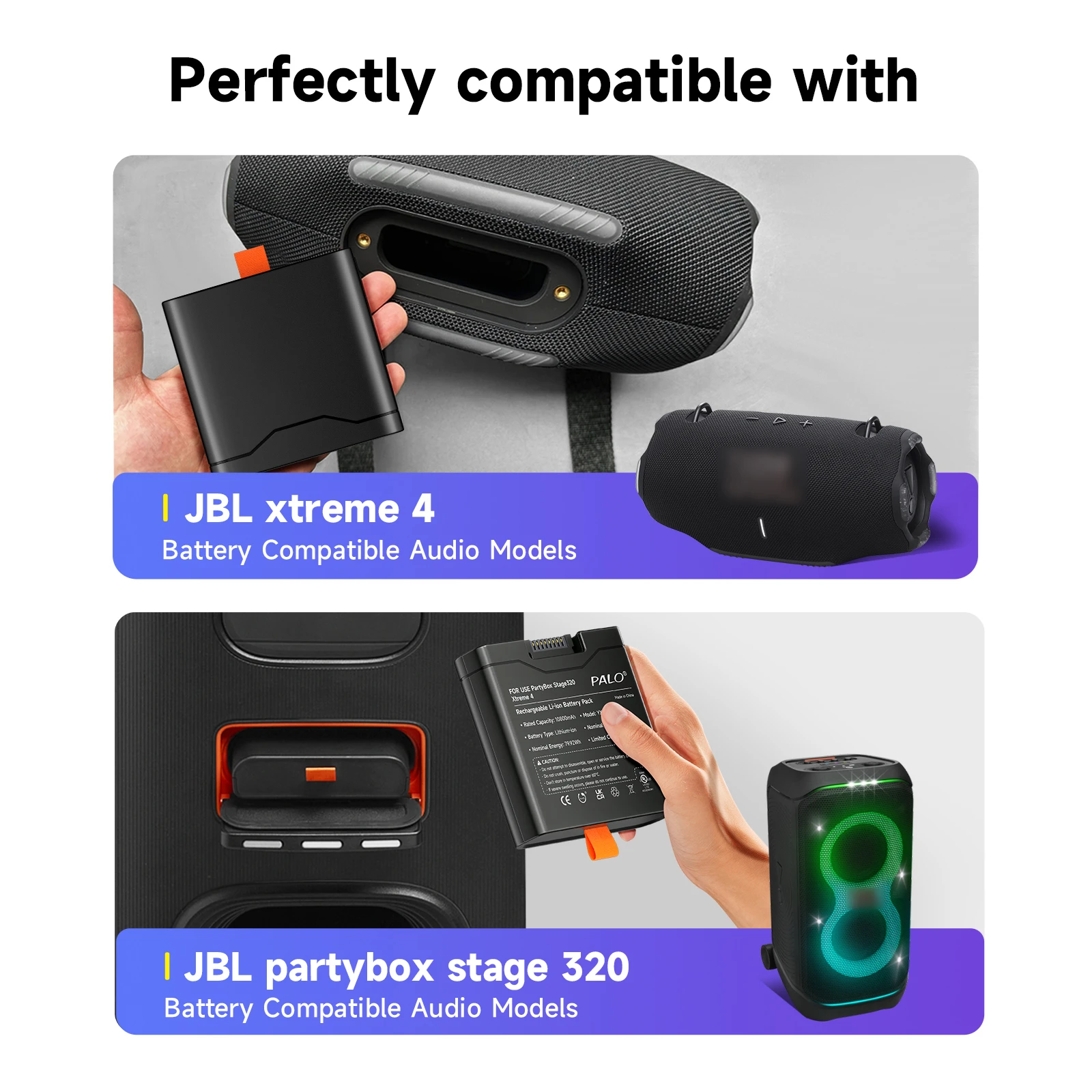 Batteria audio ricaricabile agli ioni di litio PALO 10800mAh per JBL Xtreme 4 PartyBox Stage 320 Batteria sostitutiva per altoparlante portatile JBL