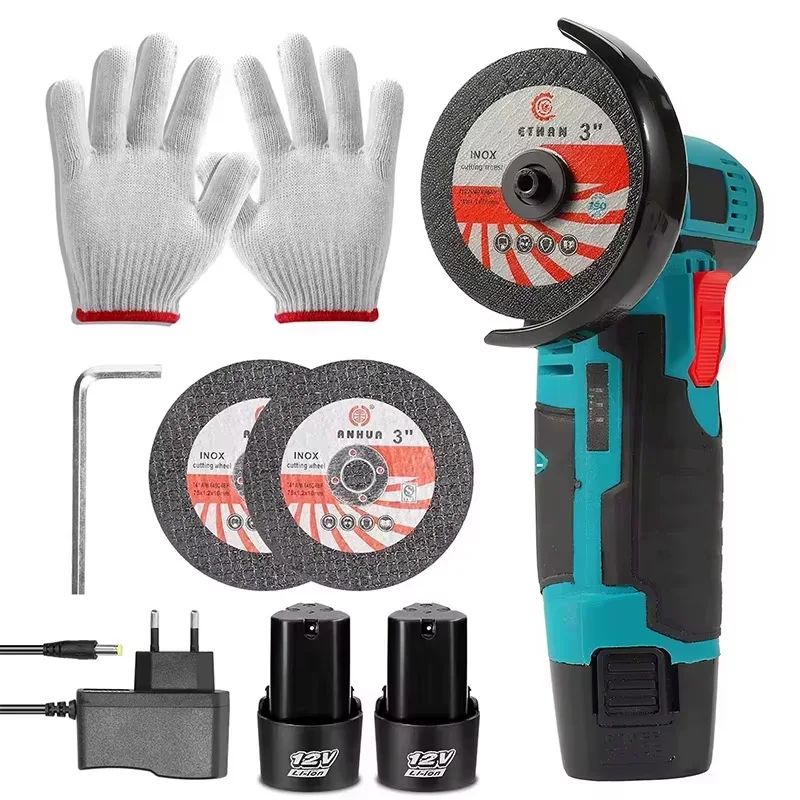 12V Kabelloser Winkelschleifer-Set Lithium-Akku Wiederaufladbar 19500 U/min Mini-Polier- und Schneidemaschine Werkzeuge für DIY-Heimprojekte