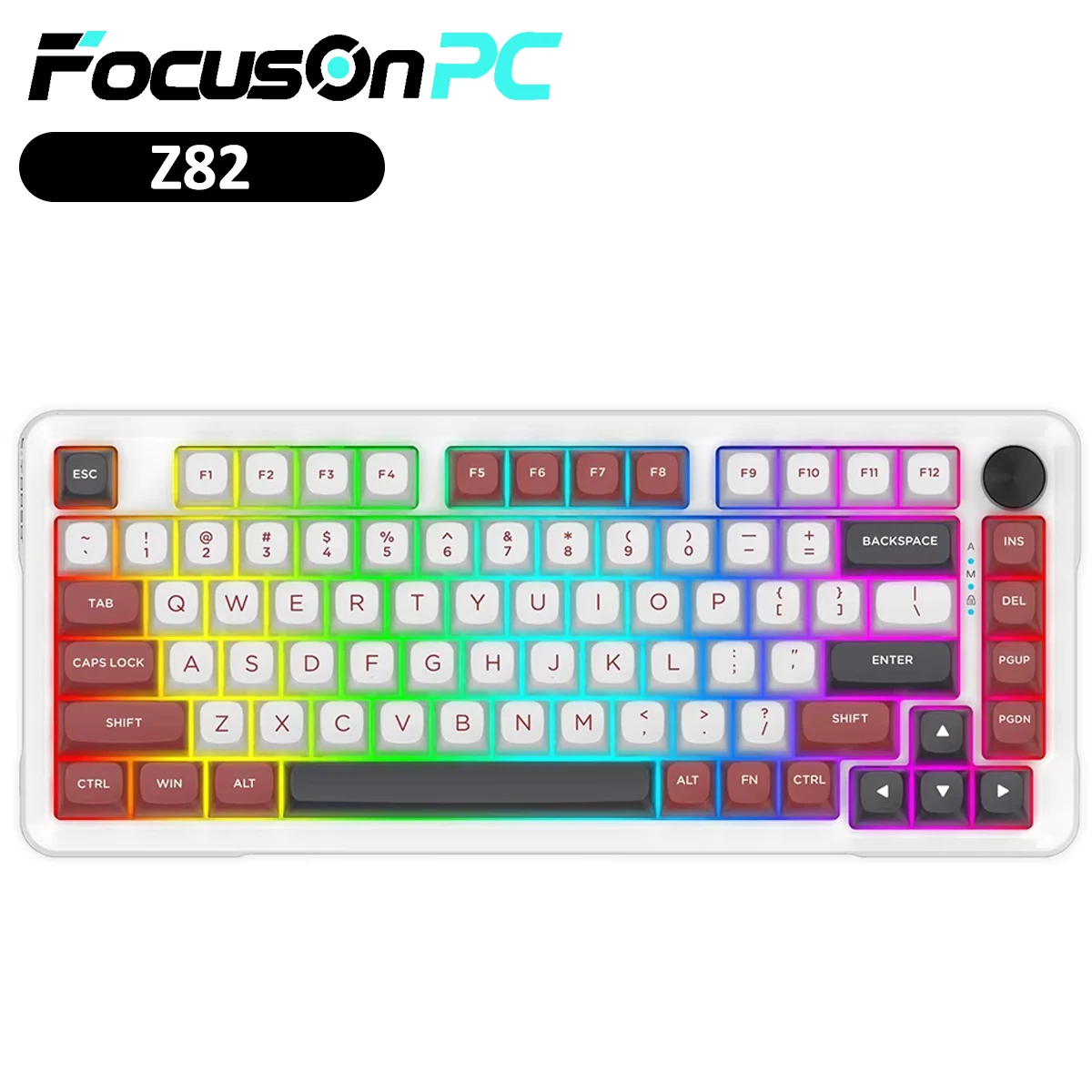 FocusOnPC Z82 USB Mechanical Wired Gaming Keyboard 82 Keys Layout Hot-Swap Gamer for Computer PC Laptop detachable cable