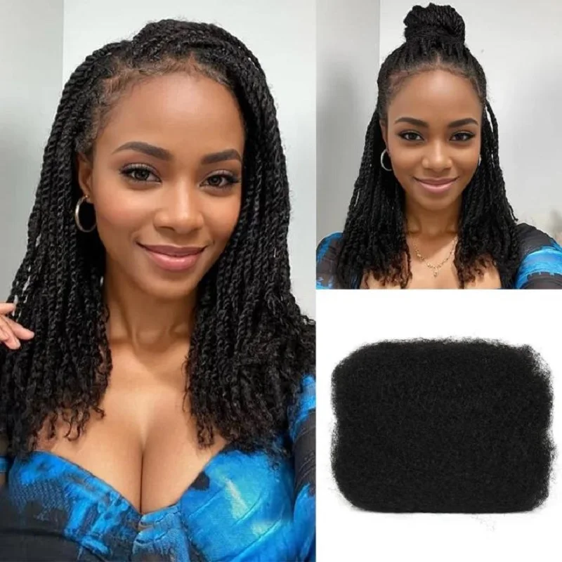 

Afro Kinky Bulk Human Hair For Braid 10Pcs 3Pcs 1Pcs 30Gram Twists Curly Hair Extension Natural Black for Dreadlock Extension