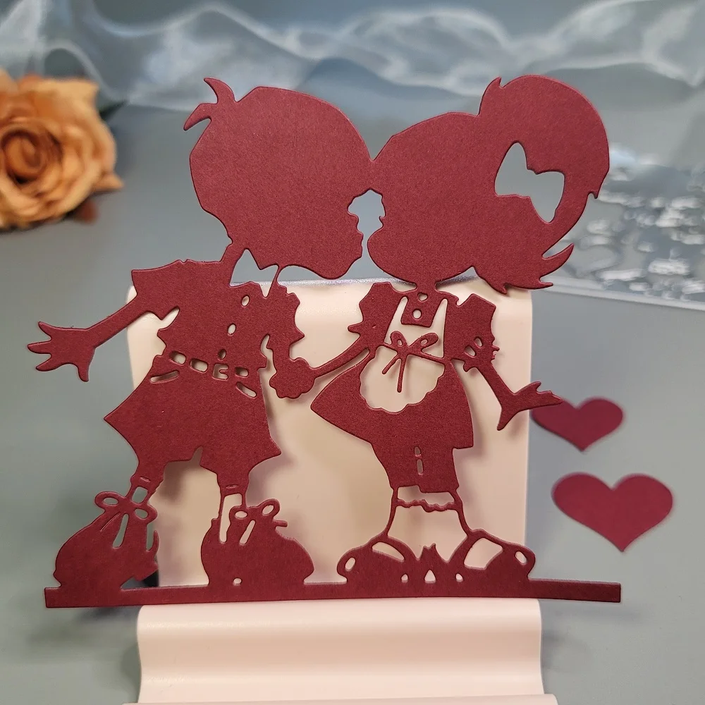 

Boy and Girl Valentine Metal Cutting Dies for Scrapbooking DIY Album Educational Embossing Greeting Card Die Cuts 2023 New