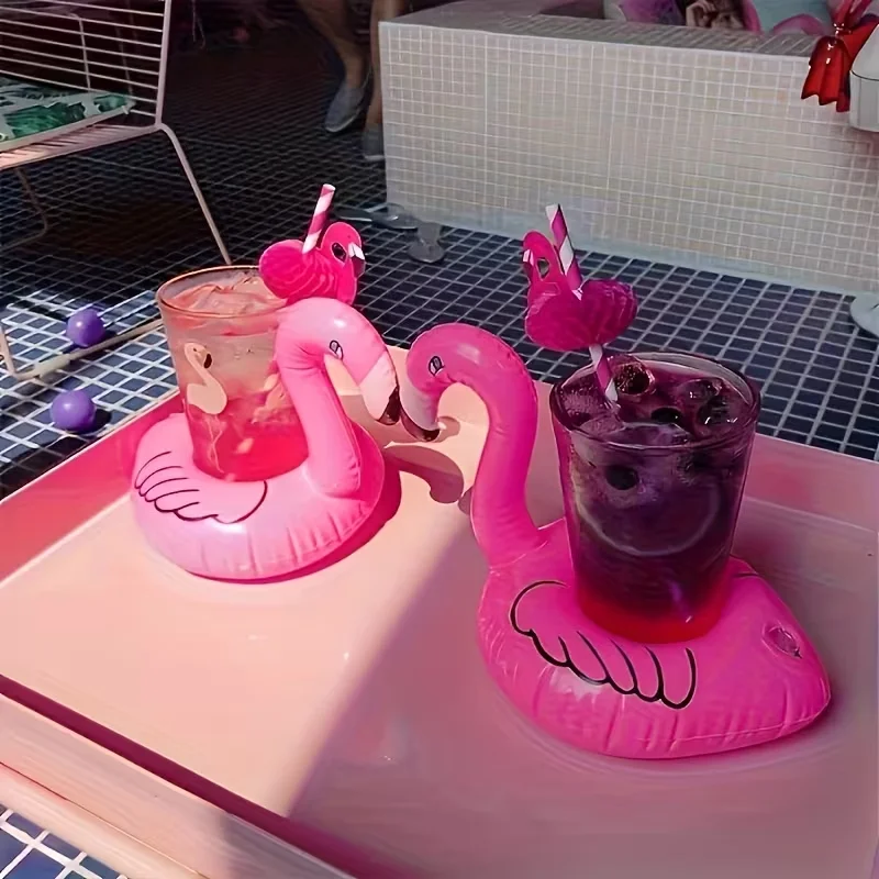 Float Inflatable Drink Cup Holder Pvc Floating Water Coaster Swimming Pool Drink Float Toy Flamingo Drinkware Tray Party Decor
