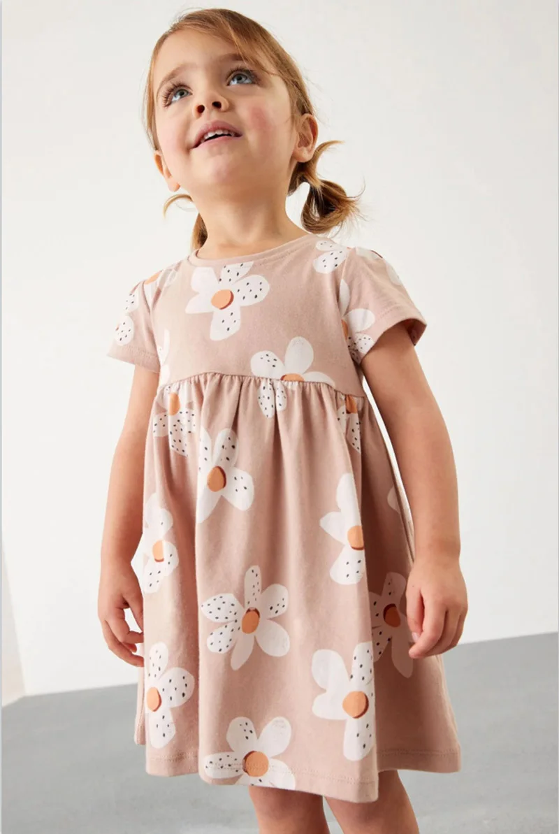 Brand Quality 100% Cotton Baby Girl Clothes Cartoon 2024 Summer Casual Children Clothing Kids A-LINE One-piece Dresses for Girls