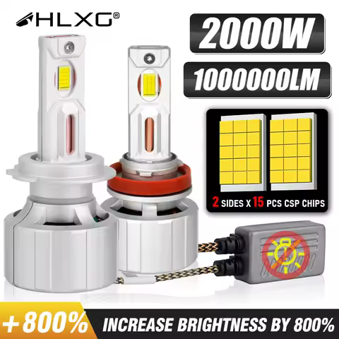 2PCS H7 H11 LED Headlight Bulb Canbus 1000000LM 6000K H1 H4 H1 H8 H9 9005 HB3 9006 HB4 9012 HIR2 2000W High Power Auto Head Lamp