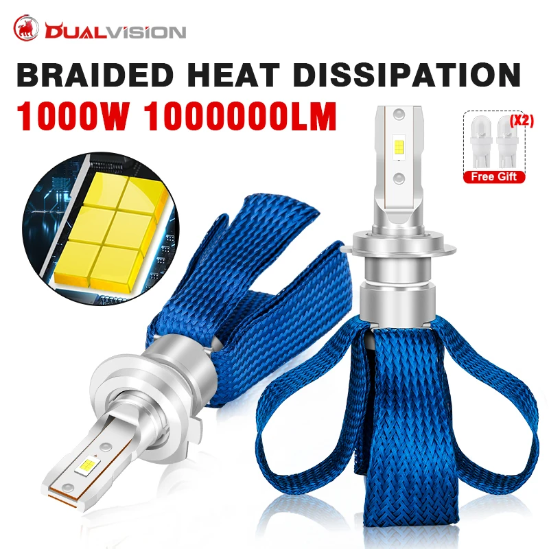 

1000 Вт H7 H4 1000000 LM светодиодные фары H8 H9 H11 H1 ледяные лампы для авто 9005 9006 безвентиляторный автолампа HB3 HB4 12 В автомобильная противотуманная фара