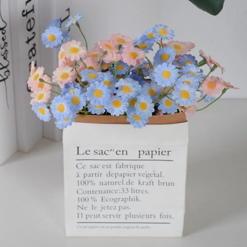 Artificial Chamomile Daisy Persian Flower 2 Fork Faux Bouquet for Home Garden Photo Wedding Decor Floral Arrangement Supplies