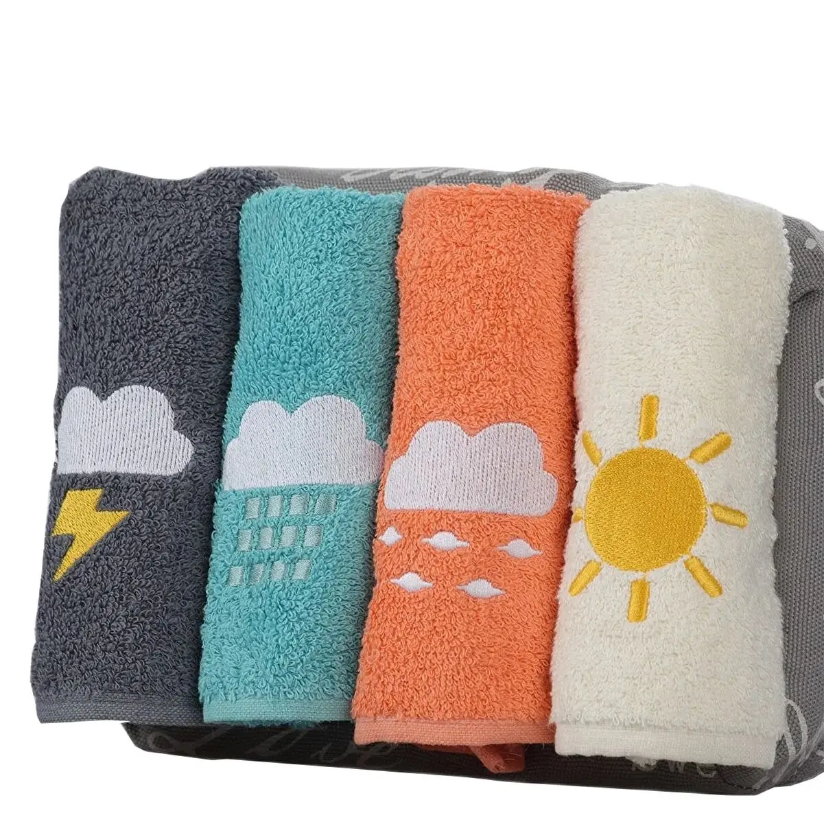 Pure Cotton Towel 4 Pcs. 30x50cm Embroidered Towels Hand - Face Towel For Adults Quick-Dry Thicken Soft Face Towels Absorbent