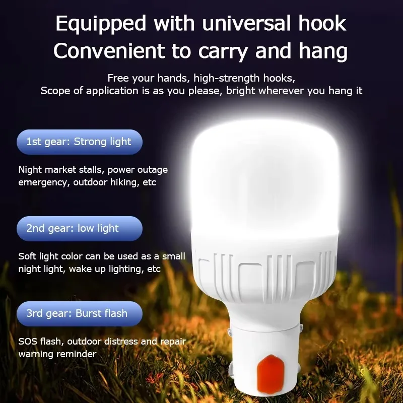 

Outdoor USB Rechargeable LED Lamp Bulbs High Brightness Emergency Light Hook Up Camping Fishing Portable Lantern Night Lights