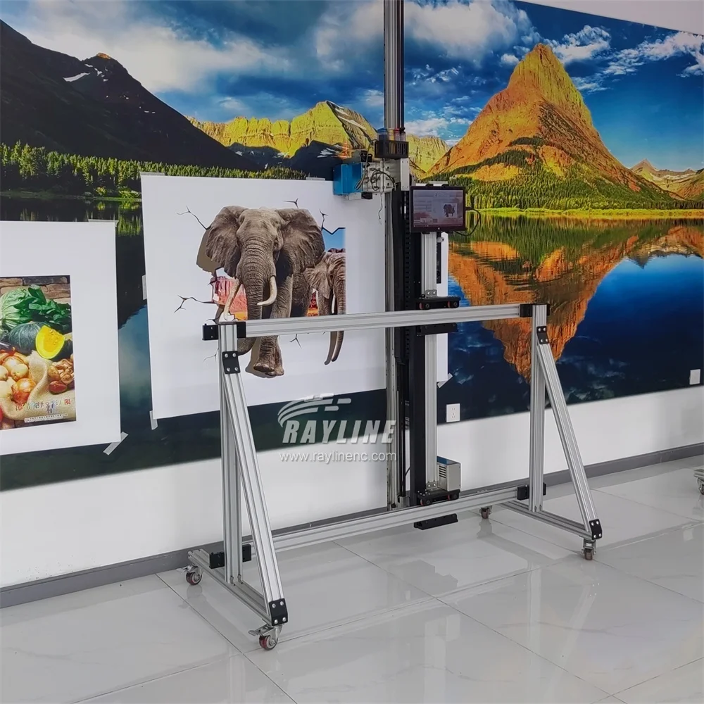 طابعة نافثة للحبر جدارية عمودية ثلاثية الأبعاد AI طابعة جدارية وأرضية 2 في 1 لبلاط السيراميك توفر حبر UV متعدد الألوان