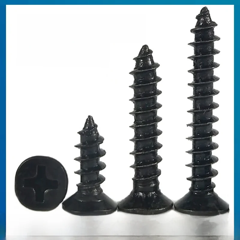 100 pcs/lot M1.2 M 1.3 M1.4 M1.6 M1.7 1.8 M2.2 2.6 noir en acier au carbone Phillips plat fraisé Mini vis autotaraudeuse