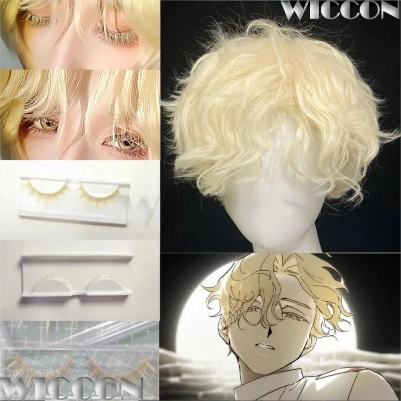 Luca Luka Alien Stage Cosplay Prop Curly Blonde Wig Lashes Set Blink Gone Ruler of My Heart Man Cos Party Holloween Customized — zdjęcie 2