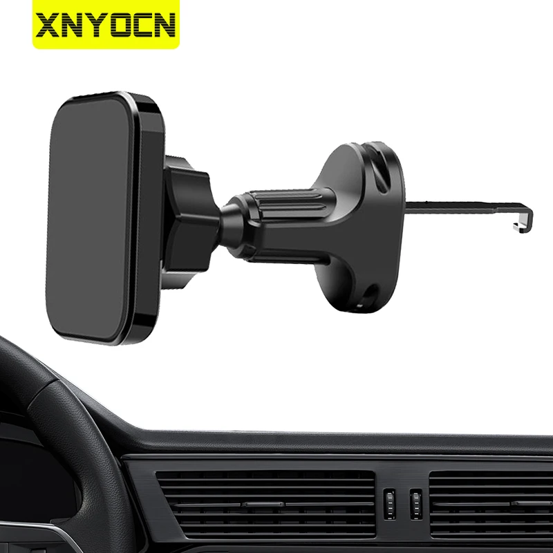 Xnyocn Upgrade Air Vent 360° Rotation Magnet Car Phone Holder Stand With Metal Hook Clip Auto Air Outlet Magnetic Mount Bracket