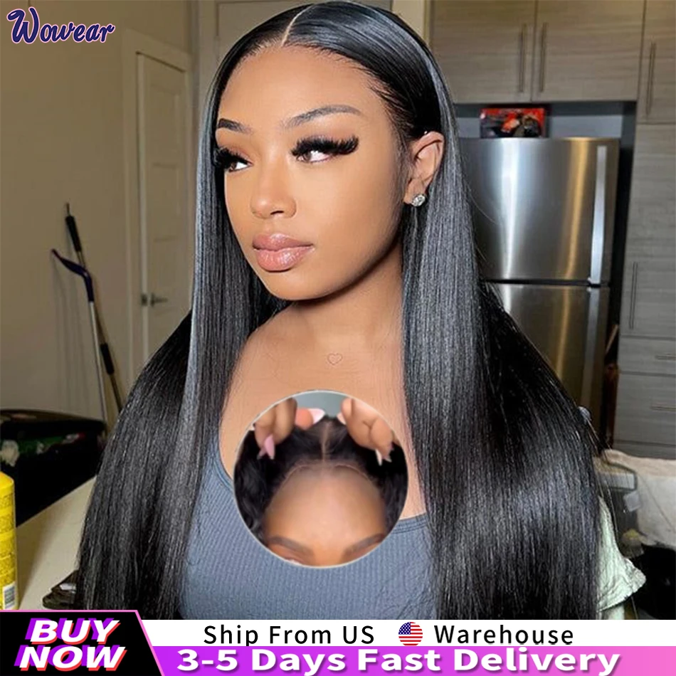 40 Inch HD Glueless Pre Plucked Human Wigs Ready To Go 5x5 Bone Straight Human Hair Wigs Wear And Go Glueless Wigs 200 Density