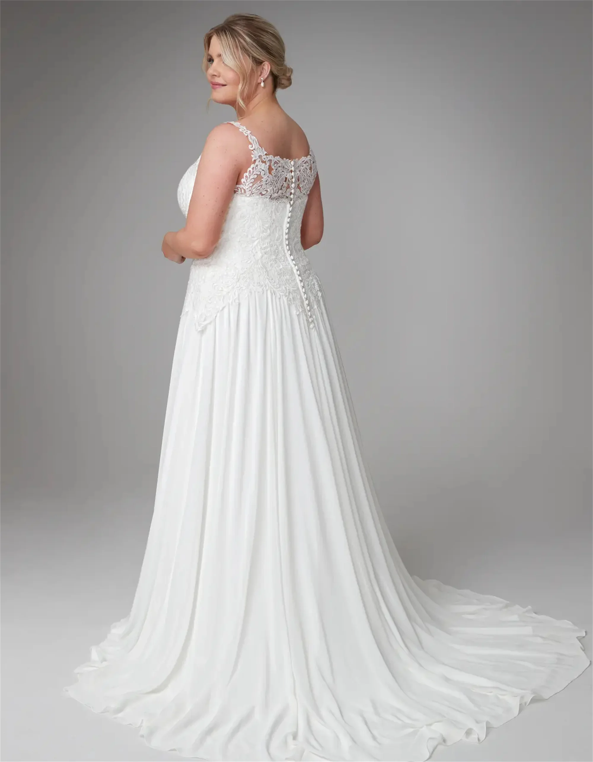 EVON BRIDAL Ärmelloses Brautkleid Plus Größe 2025, V-Ausschnitt, Chiffon, Brautkleid, Spaghettiträger, Vestidos Novias Boda, individuell anpassbar