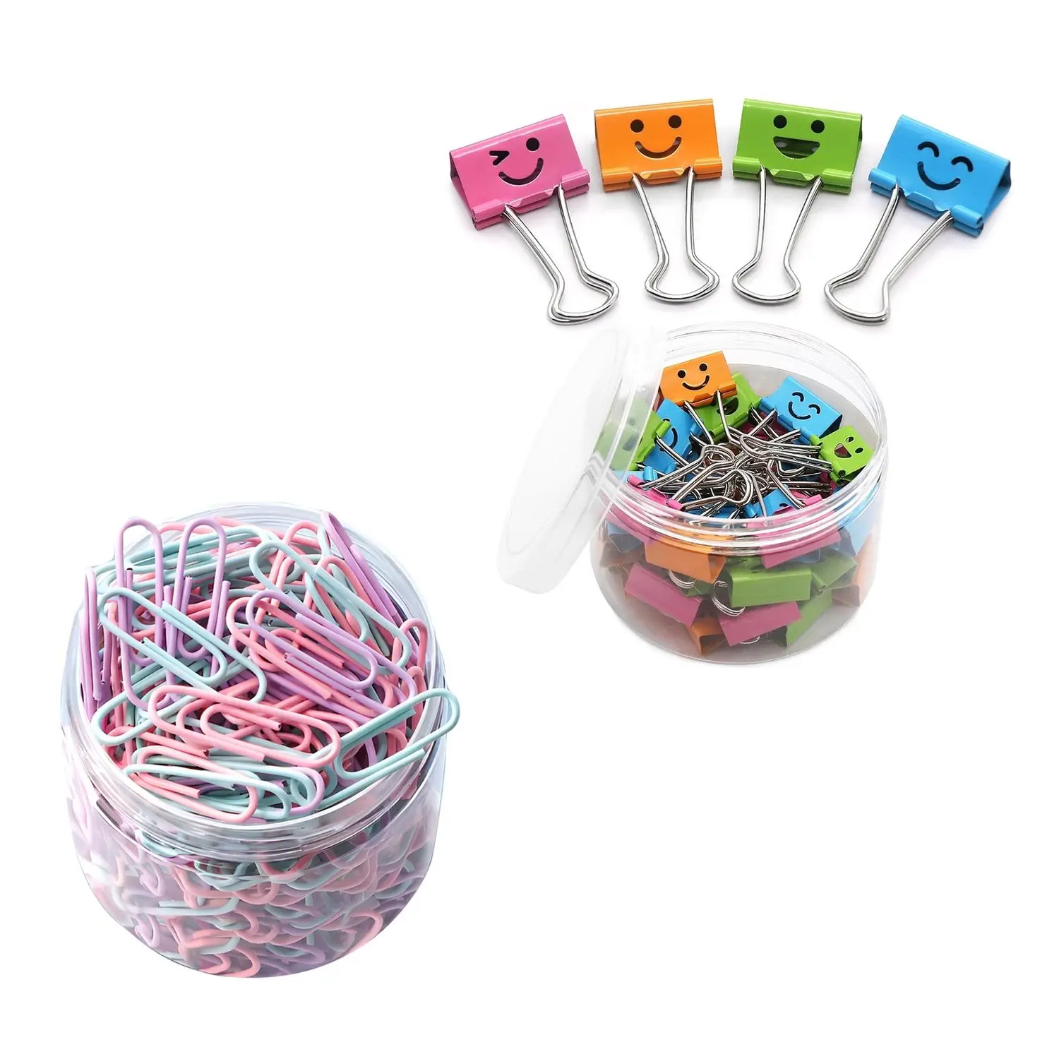 Smiling Face Binder Clips, & Colored Cute Binder Clips, Mini Metal Binder Clips For Kitchen, Office, Paper Clamps, School Person