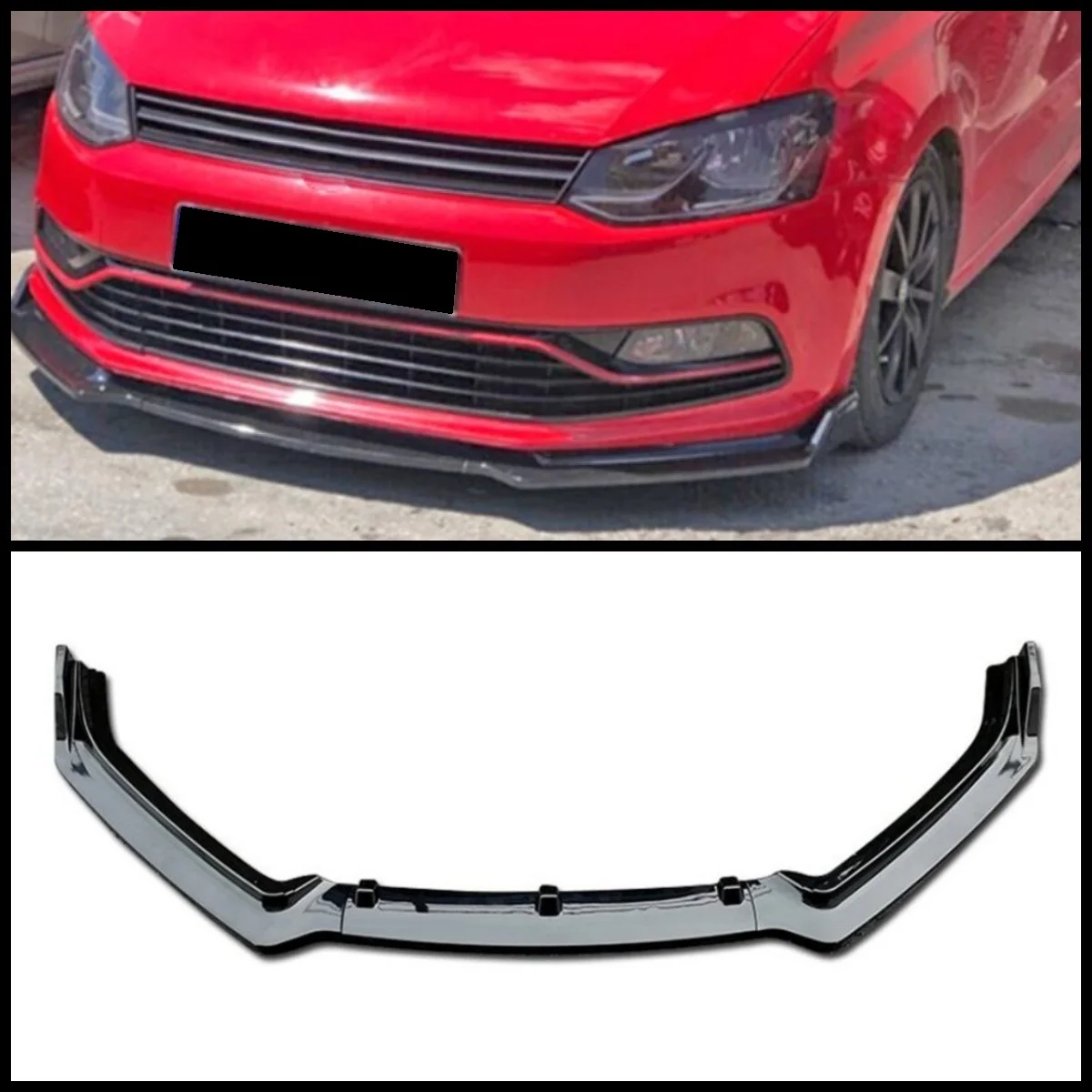 For Volkswagen Polo 6R 6C Front Bumper Lip Body Kit Spoiler Splitter Diffuser 3pcs Quality ABS Plastic Professional Universal