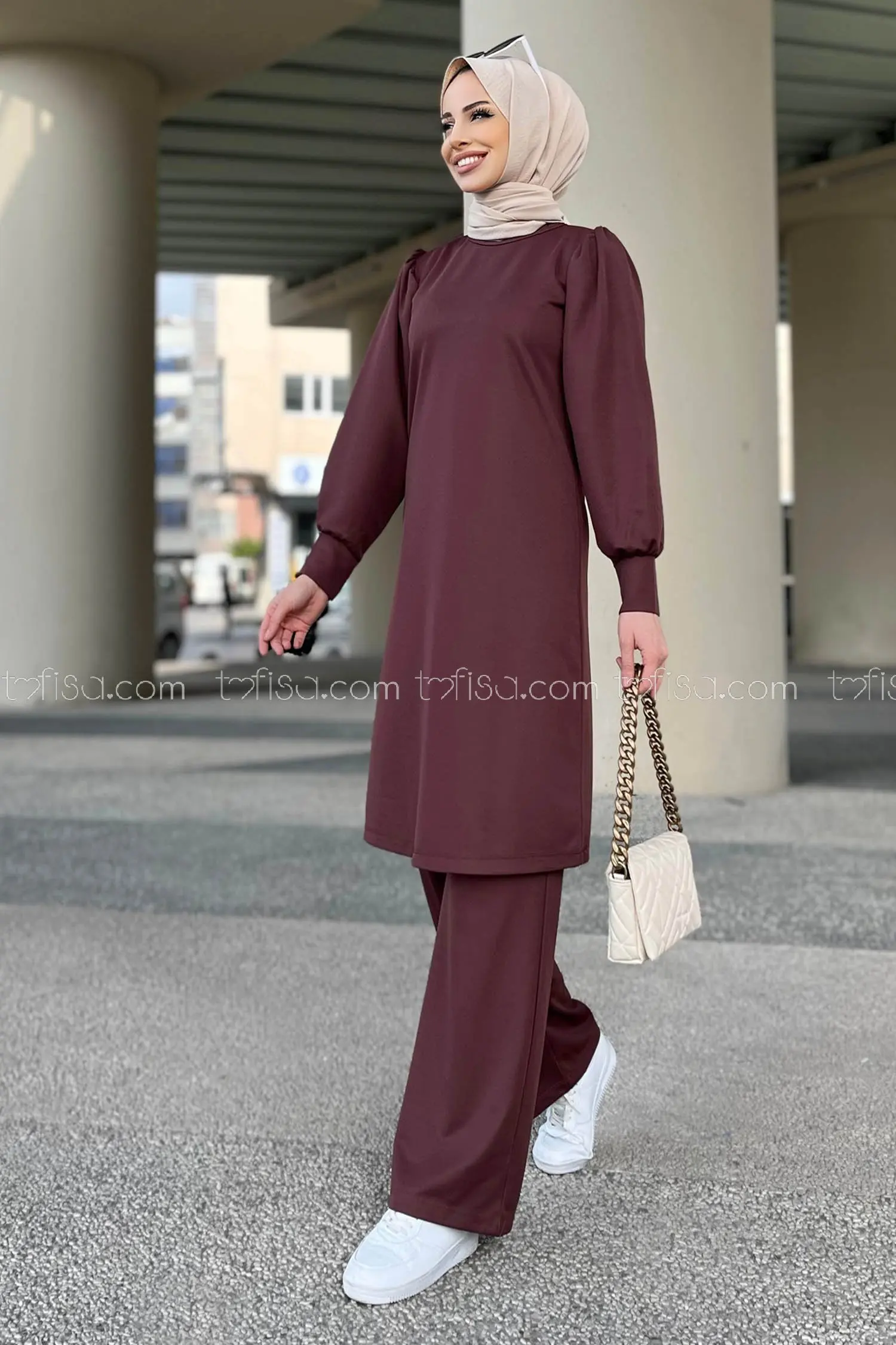 2 Pieces Turkish Muslim Long Women Dress Abaya Turkey Sets Fashion Hijab Islamic Tunic Pants Dubai jilbab 11343 Tofisa