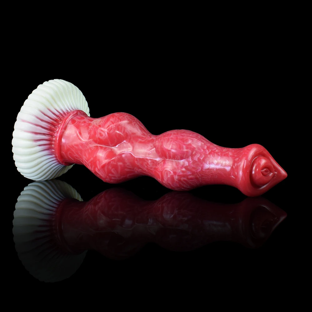 FAAK Silicone Anal Beads With Sucker Red Large Knot Dog Dildo Sex Toys For Women Men Unisex Erotic Products Butt Plug