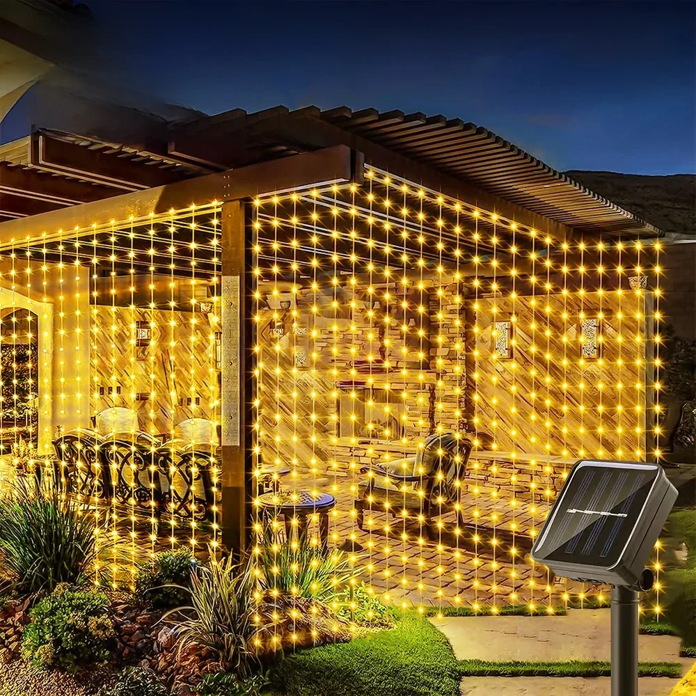 Solar LED Curtain Light Outdoor Garland Solar Fairy String Light Copper Wire Lamps for Garden Yard Wedding Party Holiday Decor — zdjęcie 2