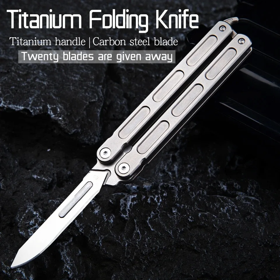 TC4 Titanium Alloy Folding Knife Outdoor Self Defense Knife Multifunctional Tool Knife EDC Crowbar Scraper