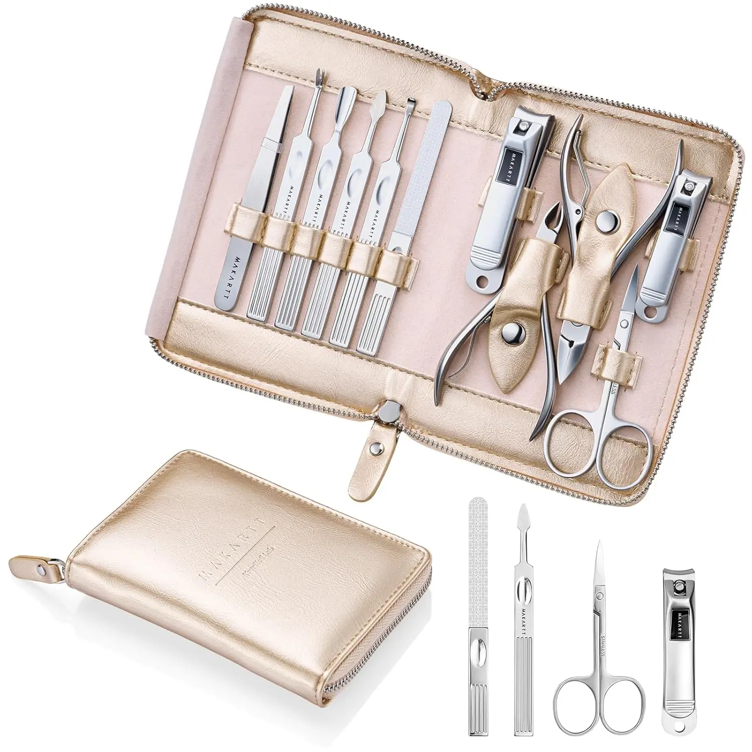 

Professional Manicure Kit , Travel Pedicure Kit- 11Pcs Nail Tools Supplies Stainless Steel Grooming Tool For Men Women Gift