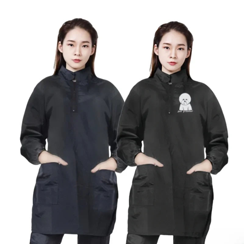 Pet Dog Grooming Uniforms Pet Groomer Work Clothes Anti Hair Waterproof Gown Beauty Salon Barber Shop Hairdresser Robe Y1031 — zdjęcie 2