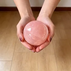 Pink Crystal Sphere Misty Peach Pink Unique Cloud Texture Glow Niche Luxury Decor