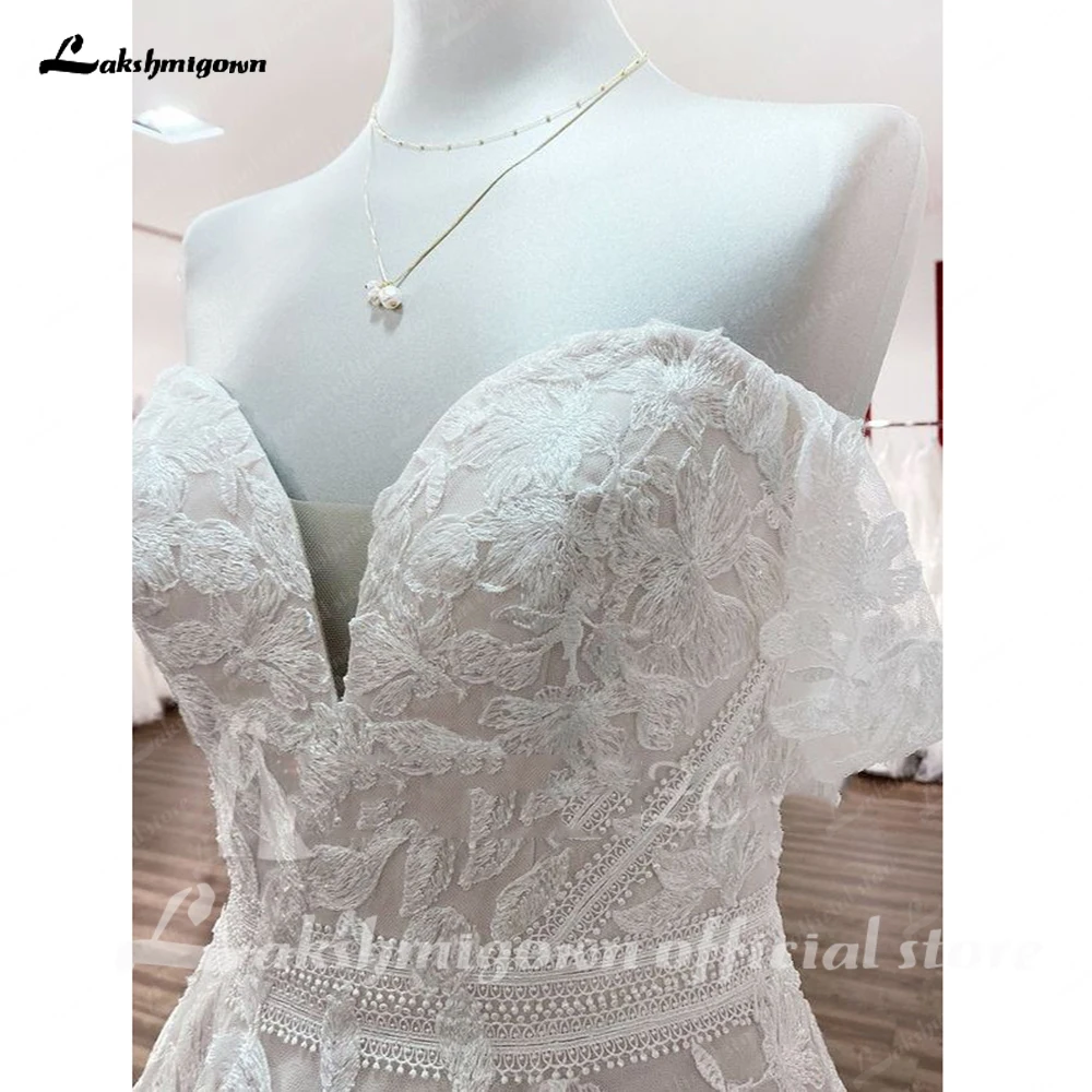 Stylish Off-the-Shoulder Aline Wedding Dress Floral Lace Appliques Backless Bridal Dress 2023 Vestido Sexy Boho Bridal Dress