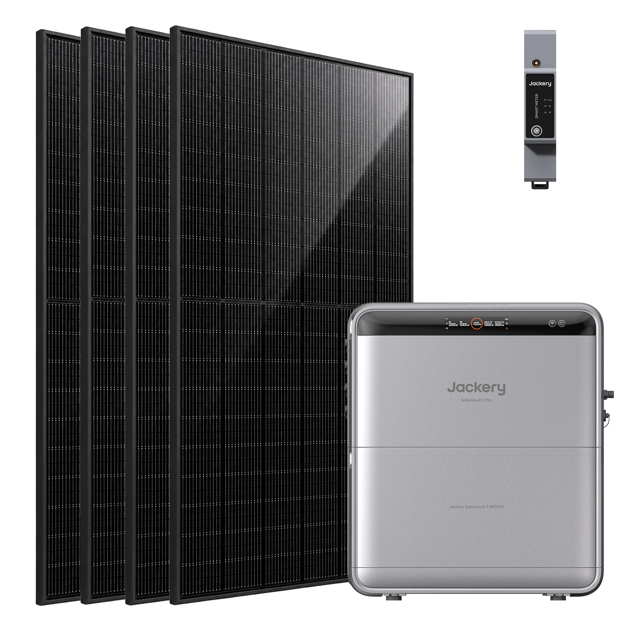 Jackery SolarVault 3 Pro Balkonkraftwerk mit Speicher 5040Wh, 4x500W Bifazial Full Black Solarmodule, Erweiterbarer Solarspeicher mit Notstromfunktion, 4000W PV-Eingang, Photovoltaik Solaranlage für