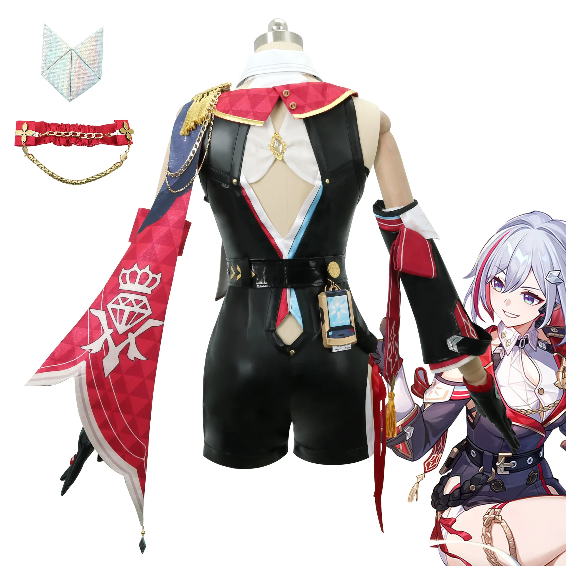 토파즈 Numby 코스프레 의상 딥 v 넥 Honkai 스타 레일 토파즈 의상 할로윈 코스프레를위한 여성 군사 의상