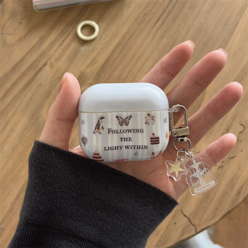 

Korean Ins Cute Butterfly Headphone Case For Apple Airpods 4 3 2 Pro 2 Cover with Charm Silicone Headphone Charging Cases airpod