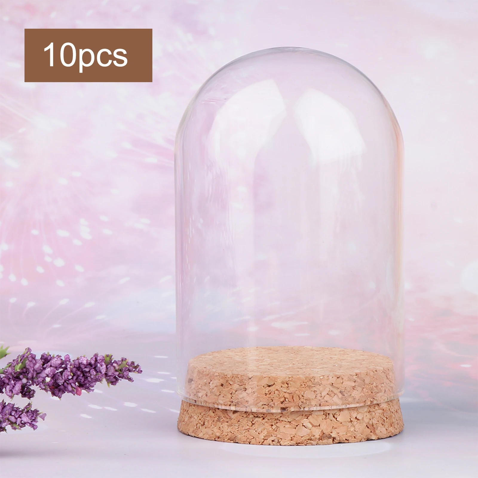 10pcs Display Dome With Wooden Base Birthday Gift Home Decoration Glass Cloche Cover DIY Handmade Figurine Dust Cover