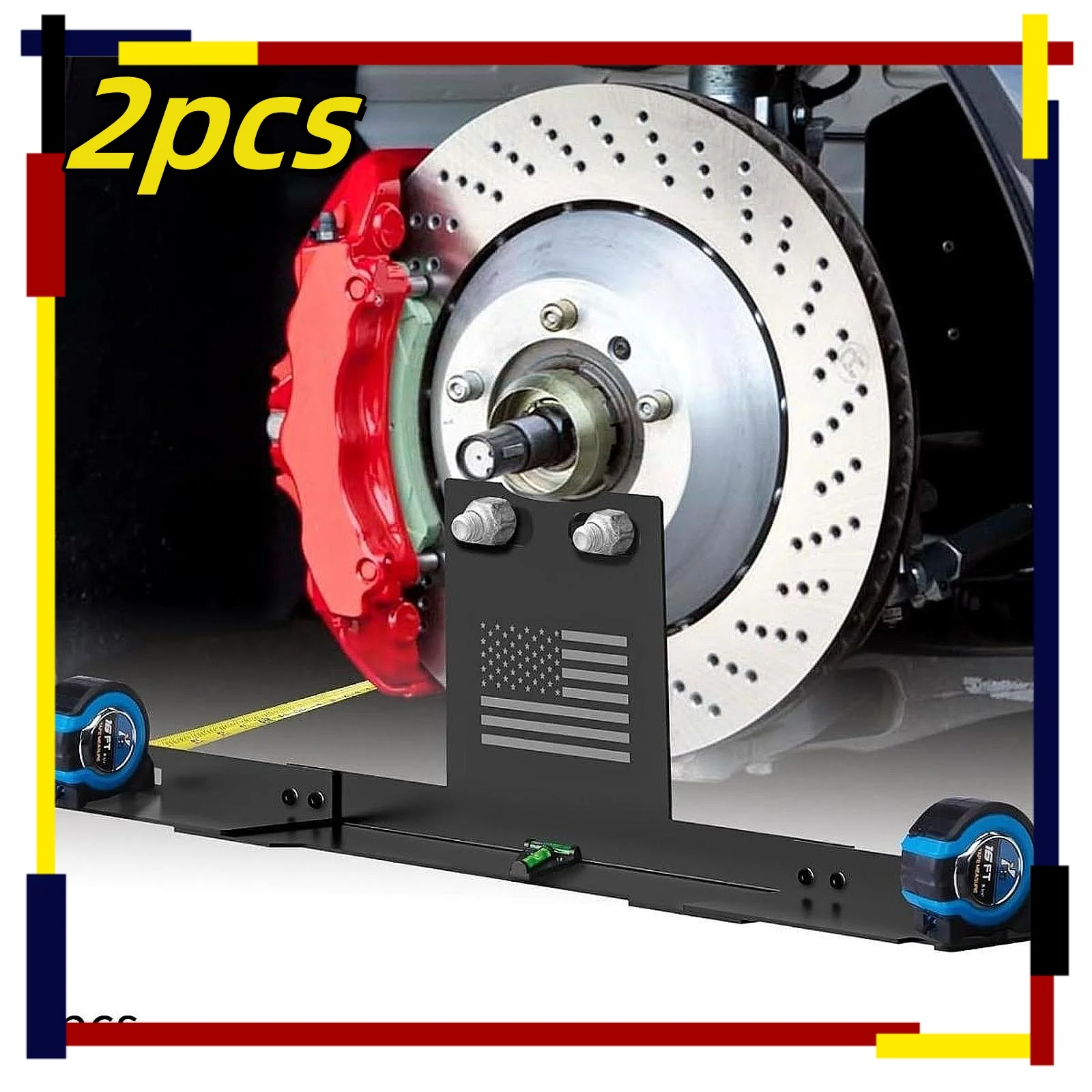 

2 Set Wheel Alignment Tool Kit Efficient High Performance with Tape Measures Heavy Duty Toe Alignment Plates Convenient