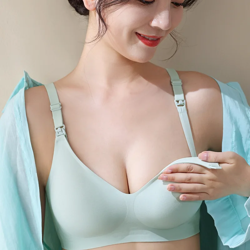 Wirefree Maternity Bras Thin Breathable Nursing Bra Pregnant Women Underwear Anti-Sag Breastfeeding Bra Push Up Front Button