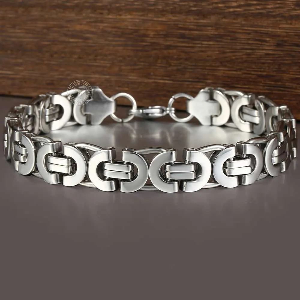 

Mens Bracelet Silver Color Byzantine Stainless Steel Chains Bracelet for Men Fashion Jewelry Gift 11mm