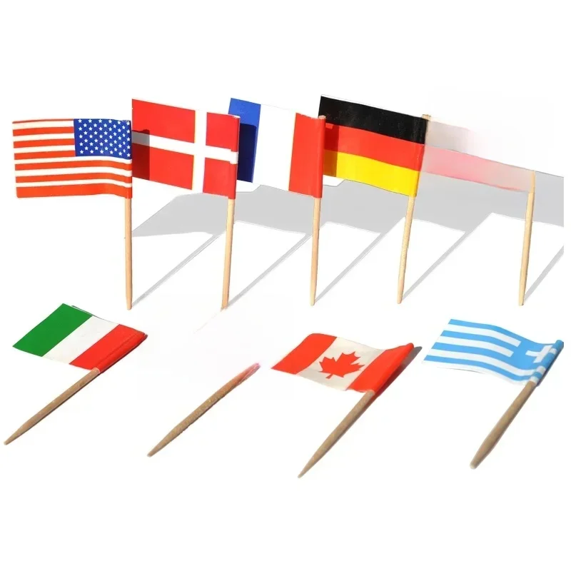 100 pièces drapeaux nationaux pics différents pays Art cure-dents bâtons de fête Cupcake/gâteau/tarte/fruits/crème glacée décoration
