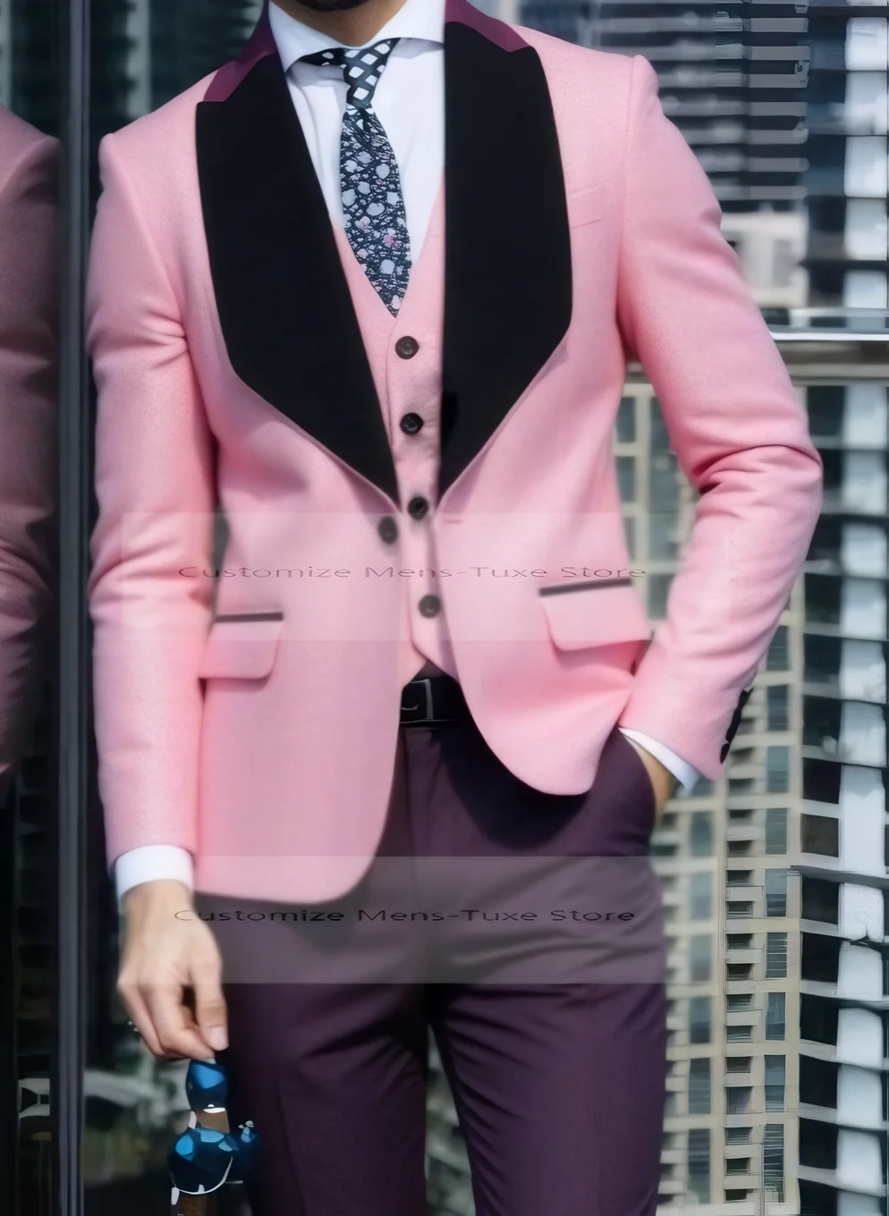 

Latest Men Suit 3 Pieces Wedding Groomsman Tailor-made Elegant Mariage Blazer Vest Pants Formal Party Slim Fit Costumes