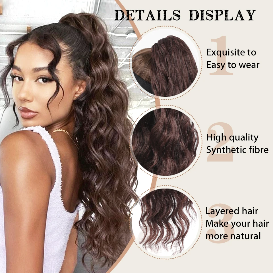 Synthetic Claw Clip Long Wavy Curly Ponytail Extension 26 inch Drawstring Ponytail For Women Black Brown Gold Pony Tails Hairpie