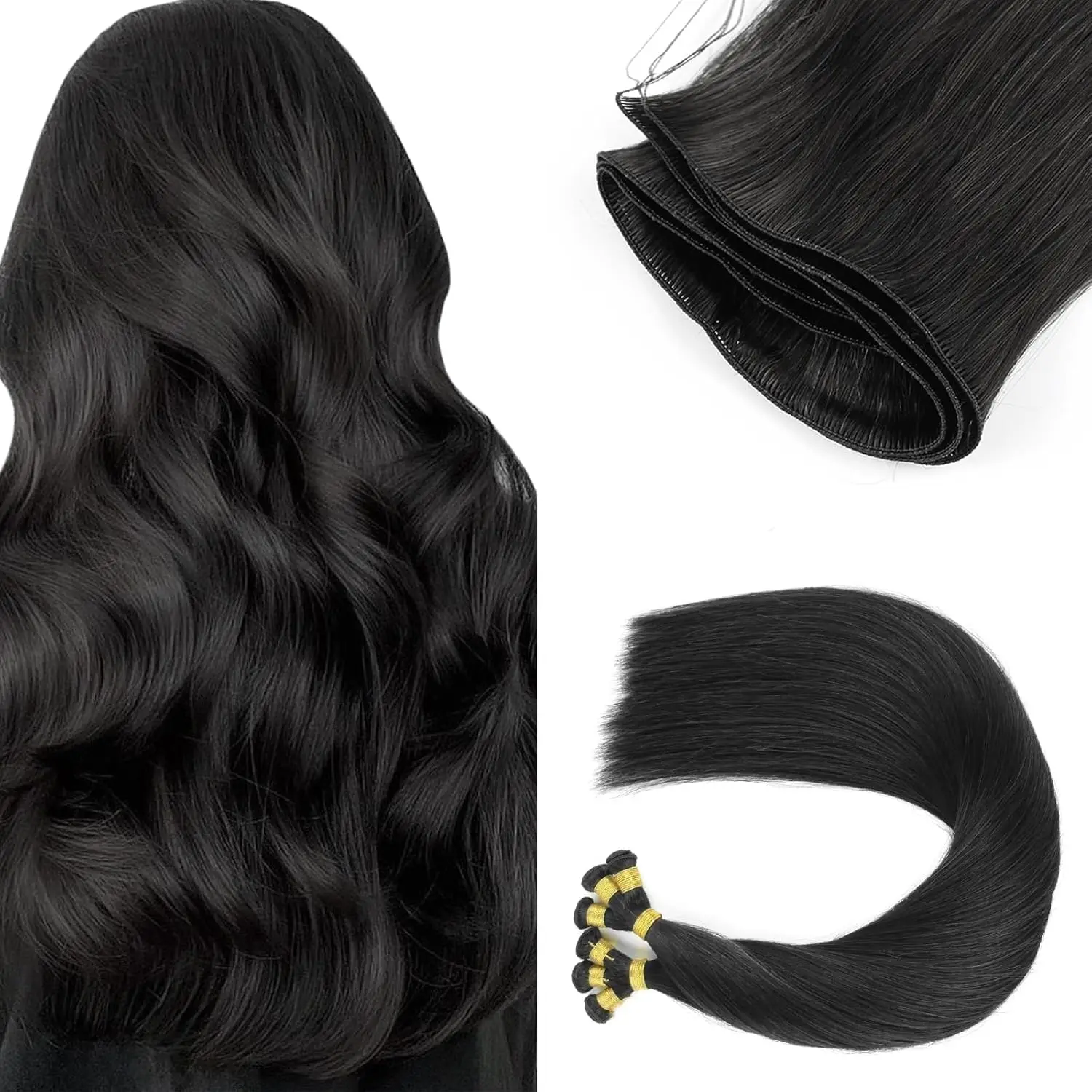 Sixstarhair mão amarrada extensões de trama real remy cabelo humano 50g 3 peças 18'20' extensões de cabelo costurar em extensões para mulher