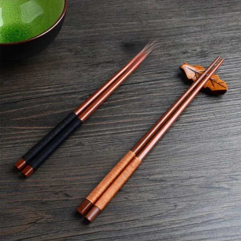 Ensemble de baguettes à Sushi en bois de châtain naturel japonais fait à la main, cadeau de valeur, ligne de cravate de nourriture chinoise pour Sushi