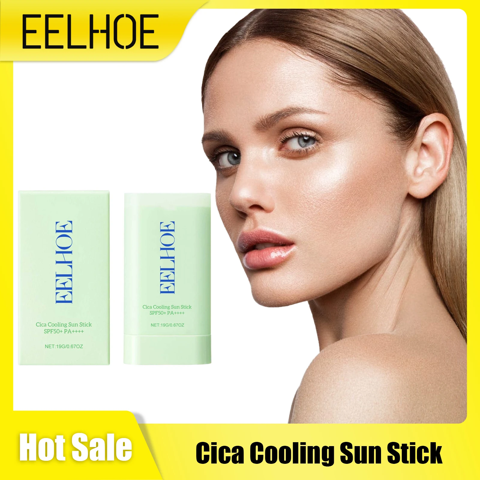 

EELHOE Sunscreen Stick SPF 50+ PA++++ with Hyaluronic Acid Waterproof Nourish Skin Care Oil Control Centella Asiatica Sunscreen