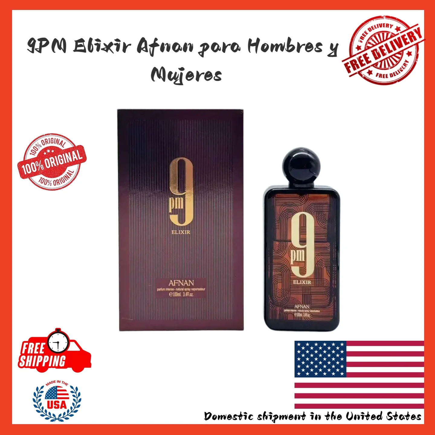 

9PM Elixir by Afnan for Unisex 3.4oz Parfum Intense Spray Long-lasting Arabian luxury fragrance, suitable for everyday use.