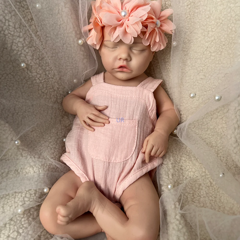 17 インチの愛らしいシリコーンリボーンベビードール手描きの女の子の目を閉じた赤ちゃん人形イースターギフト子供と人形愛好家のため