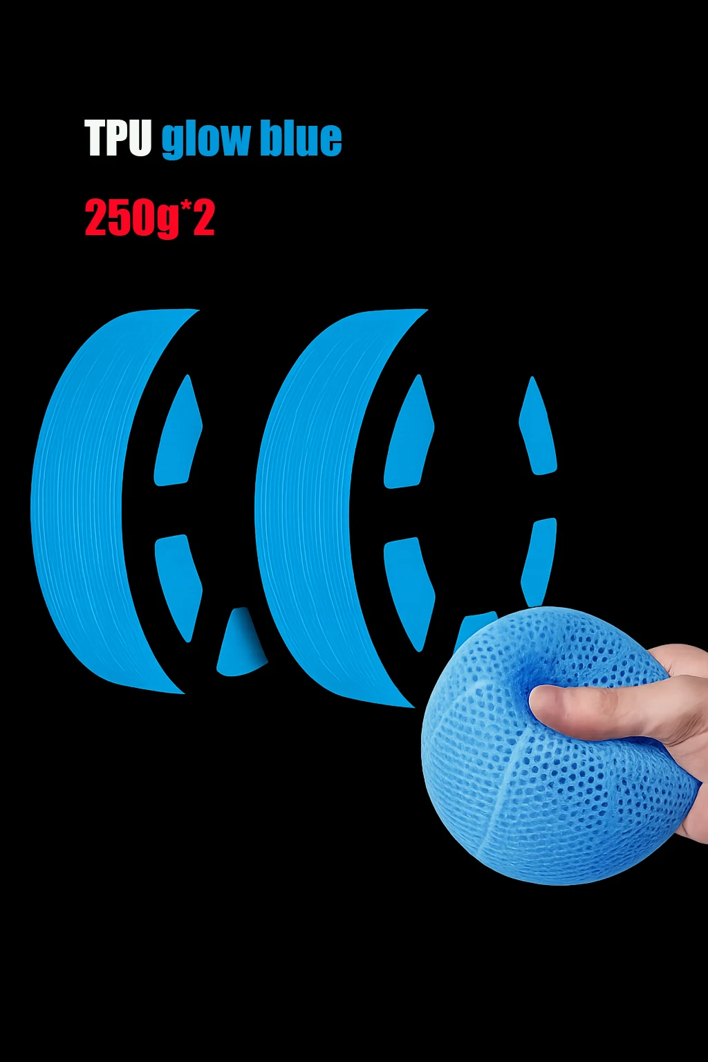 

Синий светящийся в темноте TPU-филамент 95A 1,75 мм для 3D-принтеров, 250 г/500 г, точность размеров +/- 0,03 для 3D-печати
