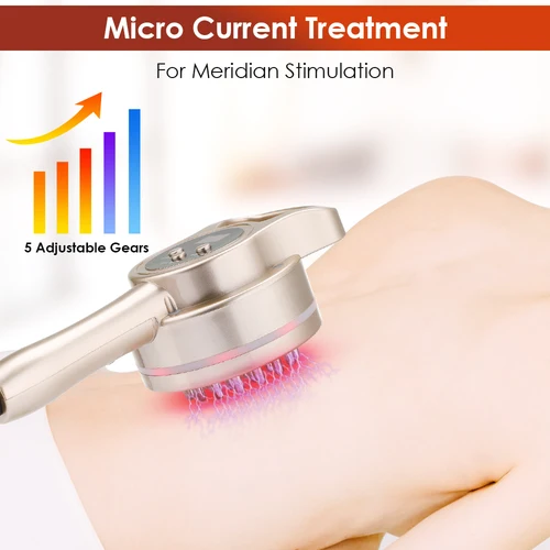 Imagen 2 del producto Cepillo de masaje meridiano eléctrico, quema de grasa corporal completa, drenaje linfático Gua Sha, calefacción anticelulítica, microcorriente, luz roja